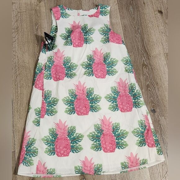 NWT KATIE KIME Print Pineapple Dress 100% Cotton Size 2 - Picture 2 of 8